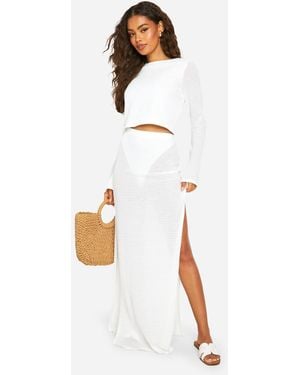 Boohoo Knitted Maxi Skirt - White