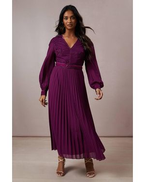 open lace back dress Striped Pleated Hem Mini Dress-Blue