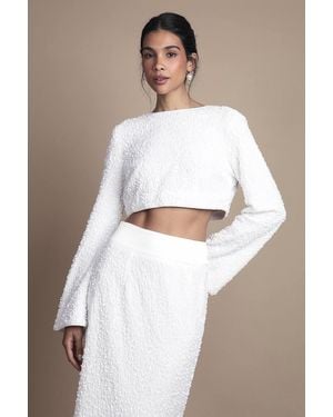 Coast Velvet Sequin Bow Back Top - White