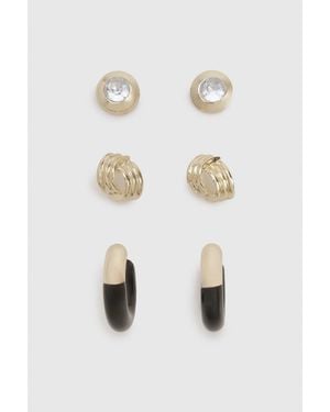 Boohoo Statement Stud Earrings 3 Pack - White