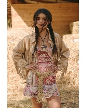 Boohoo Suede Look Fringe Detail Shacket - Brown