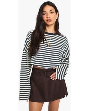 Boohoo Belted Textured Mini Skirt - Brown