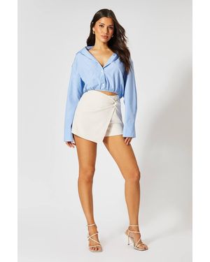 MissPap High Waist Twist Detail Skort - Blue