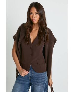 Boohoo Button Front Tailored Waistcoat - Black