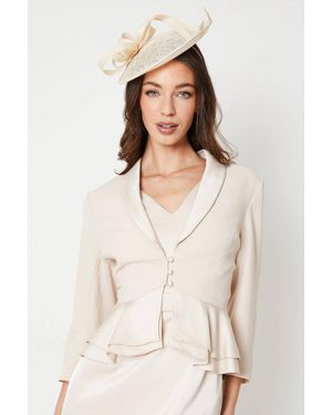 Coast Satin Back Crepe Tailored Jacket With Peplum - Natural