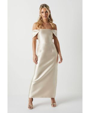 Coast Honoured Petite Twill Bardot Column Midi Bridesmaid Dress - Natural