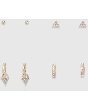 Boohoo Stud & Hoop Earrings 4 Pack - Metallic