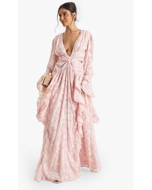 Boohoo Textured Split Cut Out Maxi Dress - Pink