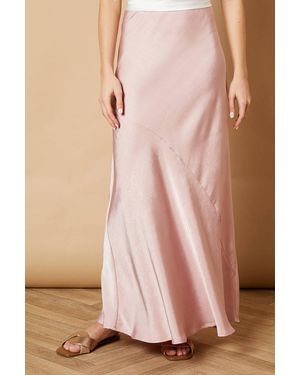 Oasis Satin Seam Detail Bias Cut Skirt - Pink
