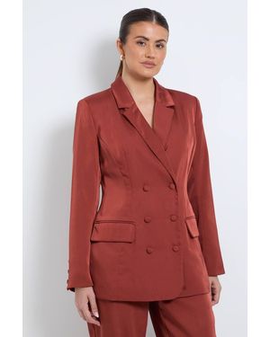 Wallis Longline Double Breasted Blazer - Red