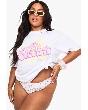 Boohoo Plus So Electric Oversized T-Shirt - White