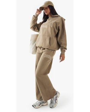 Boohoo Dsgn Collegiate Embroidered Straight Leg Jogger - Natural