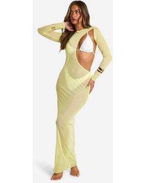 Boohoo Cutout Maxi Beach Dress - Metallic