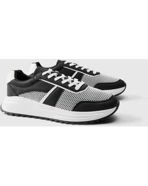 BoohooMAN Klobige Mesh-Sneaker - Schwarz