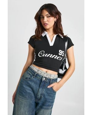 Boohoo Football Graphic Baby Tee - Blue