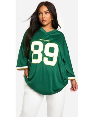 Boohoo Oversized Football Printed Tee - Green