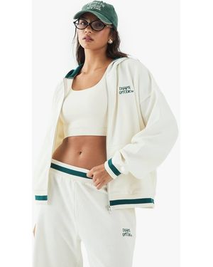 DSGN Studio Contrast Hoodie Zip Through Hoodie - White