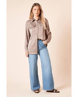Dorothy Perkins Satin Oversized Shirt - Blue