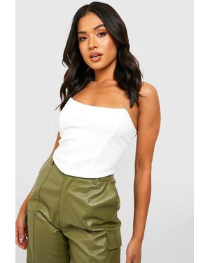 Boohoo Petite Seam Detail Scuba Corset - White