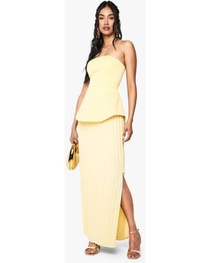 Boohoo Bandeau Peplum Chiffon Mix Maxi Dress - Metallic