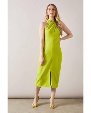 Wallis Tailored Crepe Halterneck Midi Dress - Green