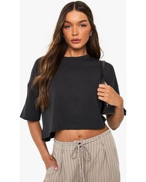Boohoo Basics Oversized Cropped T-Shirt - Black
