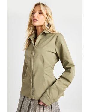 Boohoo Twill Fitted Shirt - Neutro