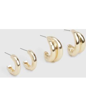 Boohoo Mini Hoop Earrings 2 Pack - Metallic