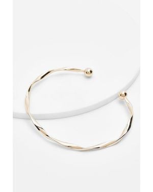 Boohoo Twisted Molten Bangle Bracelet - White