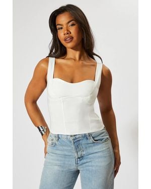 MissPap Corset Detail Bodycon Top - White