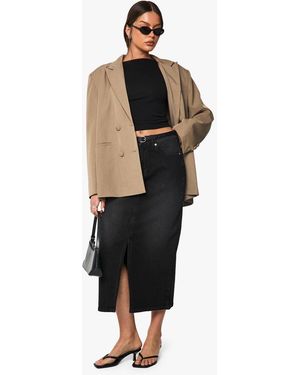 Boohoo Denim Midaxi Skirt - Black