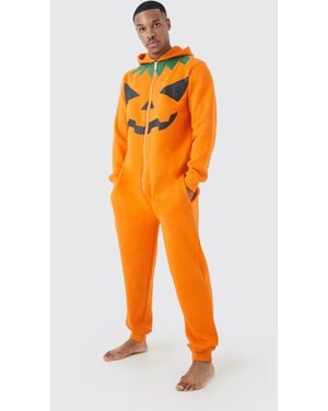 Boohoo Pijama Enterizo Con Estampado De Calabaza - Naranja