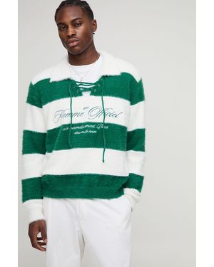 Boohoo Regular Extreme Fluffy Embroidered Knitted Hockey Top - Verde