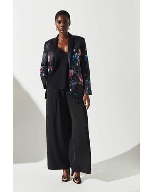Coast Satin Wide Leg Trouser - Black