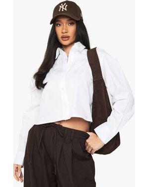 Boohoo Basics Cropped Shirt - White