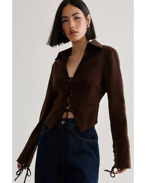 Nasty Gal Tailored Lace Front Jacket - Black