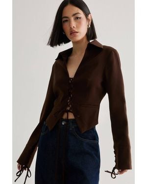 Nasty Gal Tailored Lace Front Jacket - Black
