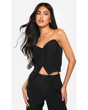 Boohoo Bandeau Corset Style Waistcoat - Black