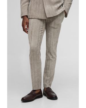Boohoo Skinny Fit Herringbone Cord Trousers - Gris