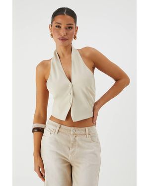 MissPap Tailored Halter Neck Waistcoat - Natural