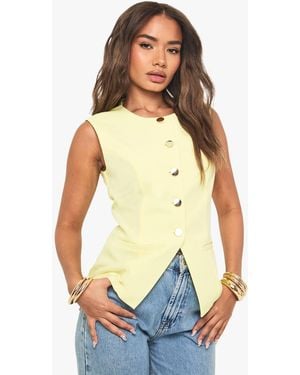Boohoo Button Tailored Waistcoat - White