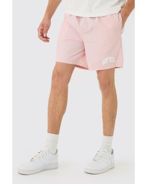 BoohooMAN Elasticated Waist Ofcl Relaxed Shell Short Shorts In Pink