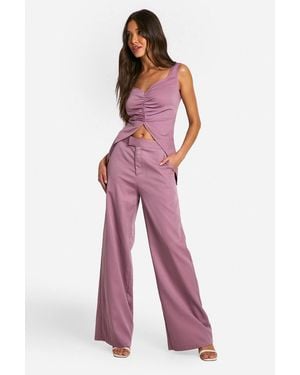 Boohoo Mid Rise Wide Leg Trouser - Red