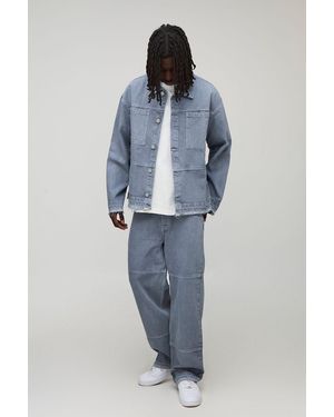 Boohoo Relaxed Fit Let Down Hem Jeans - Azul
