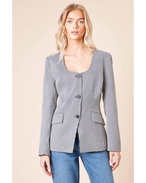 Dorothy Perkins Scoop Neck Blazer - Gray