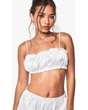 Boohoo Bridal Satin Frill Pajama Bralet - Blue
