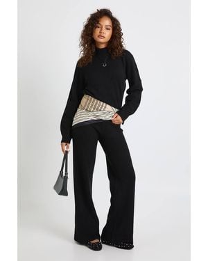 Boohoo Super Soft Knitted Crop Sweater And Wide Leg Trouser Co-Ord - Black