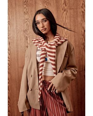 Boohoo Striped Triangle Scarf - Brown