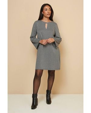 Wallis Petite Dogtooth Jacquard Ponte Shift Dress - Blue