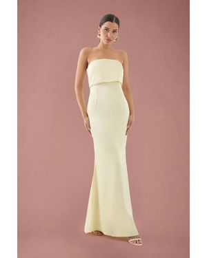 MissPap Premium Satin Bandeau Overlay Bridesmaid Dress - Gray